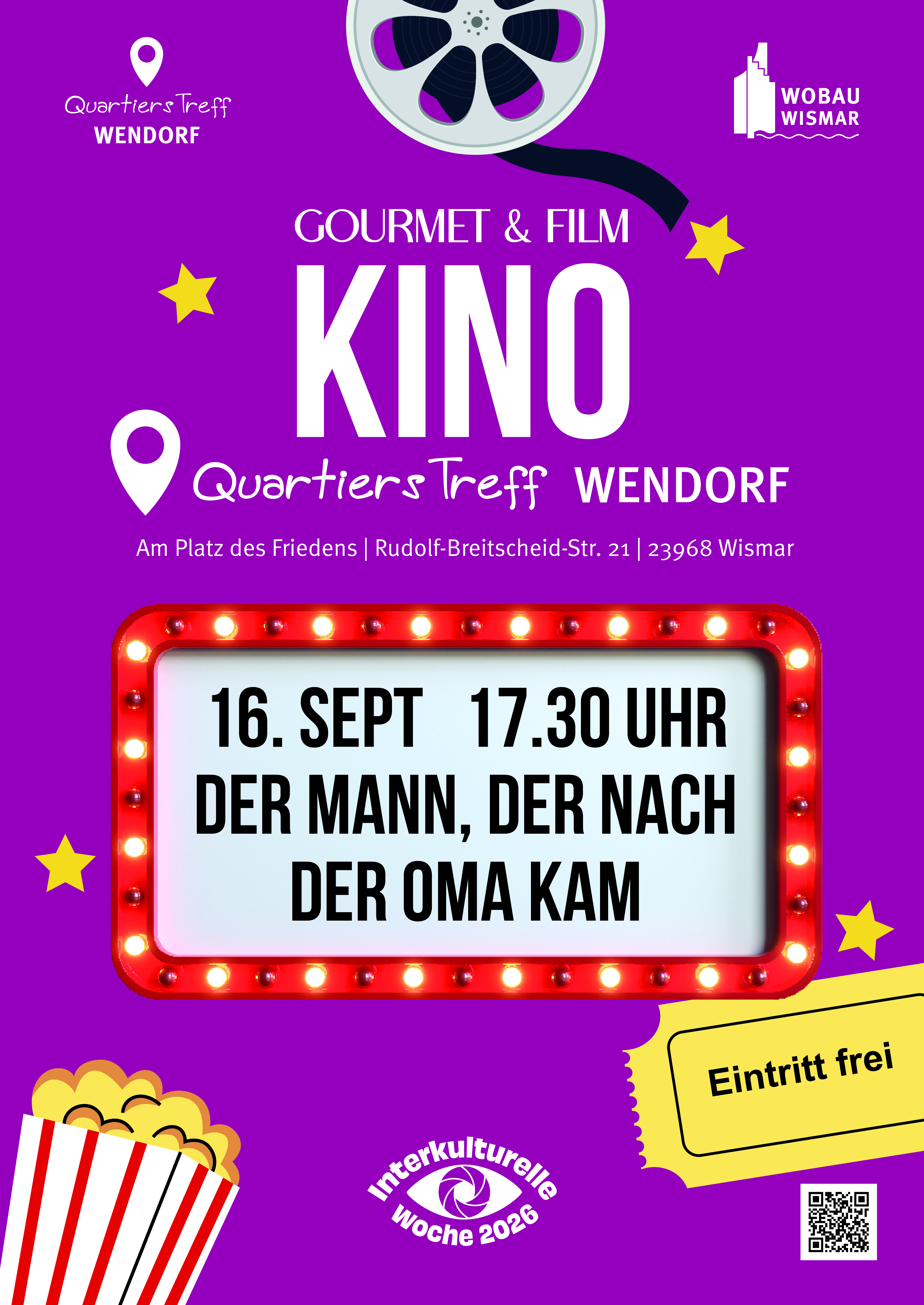 Filmplakat Kino Wendorf Quartierstreff Wismar